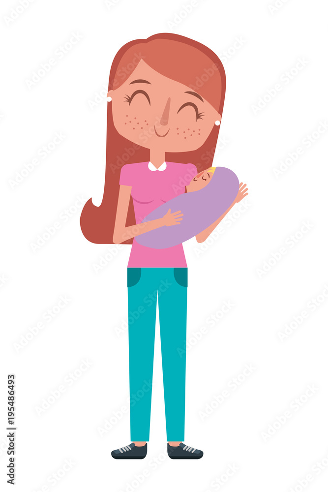 mom holds the baby in her arms vector illustration mom holds the baby in her arms vector illustration