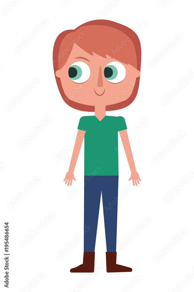 cartoon little boy is standing character vector illustration