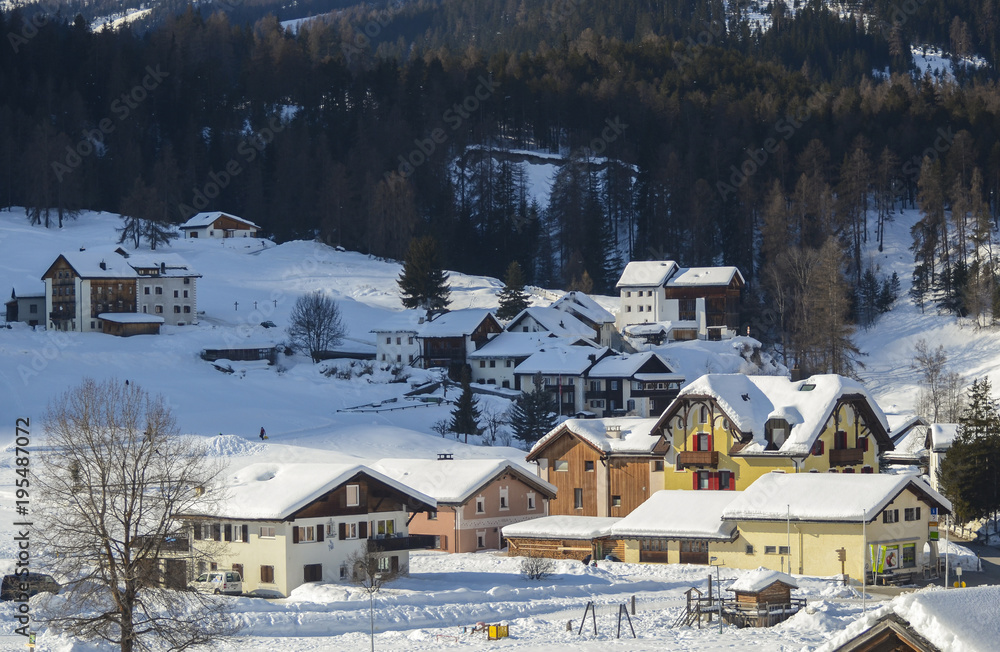 Small village in the alps. Winter time
