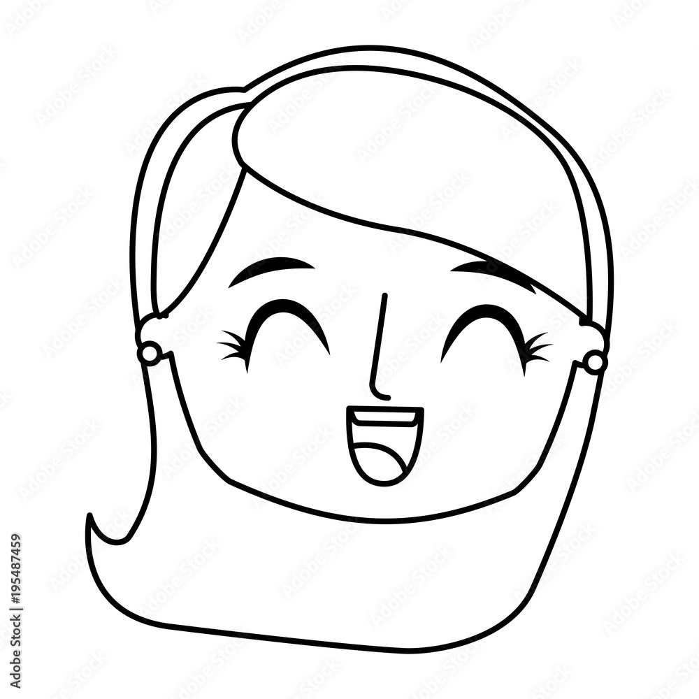 beautiful young teenager happy face girl smiling vector illustration thin line beautiful young teenager happy face girl smiling vector illustration thin line