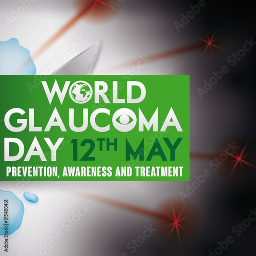 Glaucoma Day Design with Treatments: Eye Drops, Surgery and Laser, Vector Illustration photo
