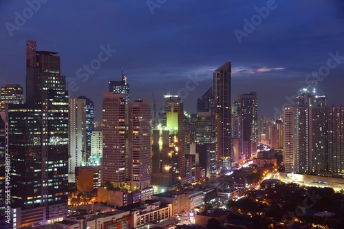 Manila night city. Manila Makati city skyline.