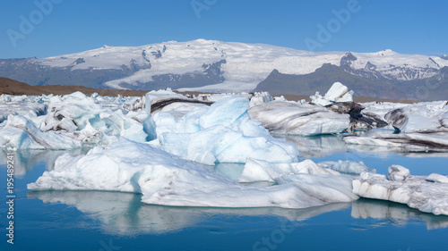 view of icebergs in glacier lagoon, Iceland