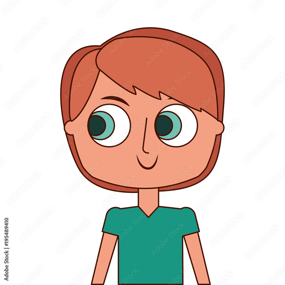 cartoon boy portrait teenager character vector illustration