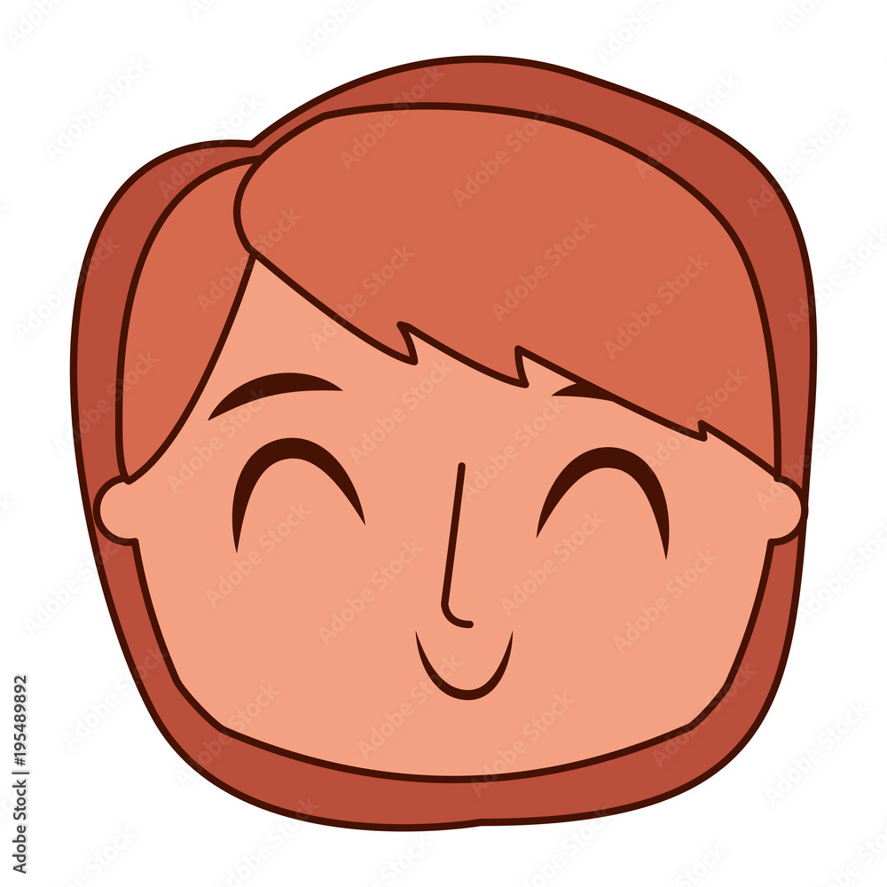 smiling happy face boy male young character vector illustration