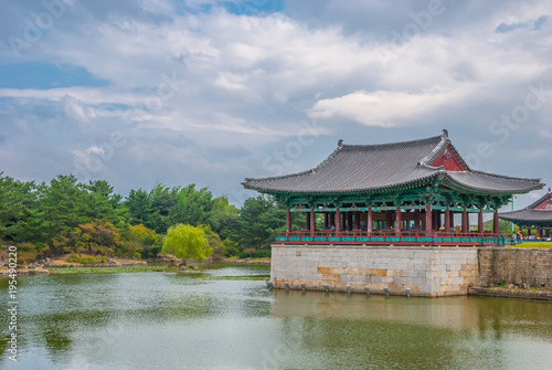 Traditional Korean Palace and Pond