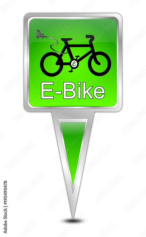 Map pointer with E-Bike - illustration Map pointer with E-Bike - illustration