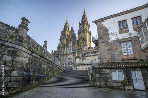 City view, cathedral and houses, obradoiro. Santiago de Compostela, Spain. photo
