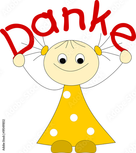 Mädchen hält "Danke" nach oben