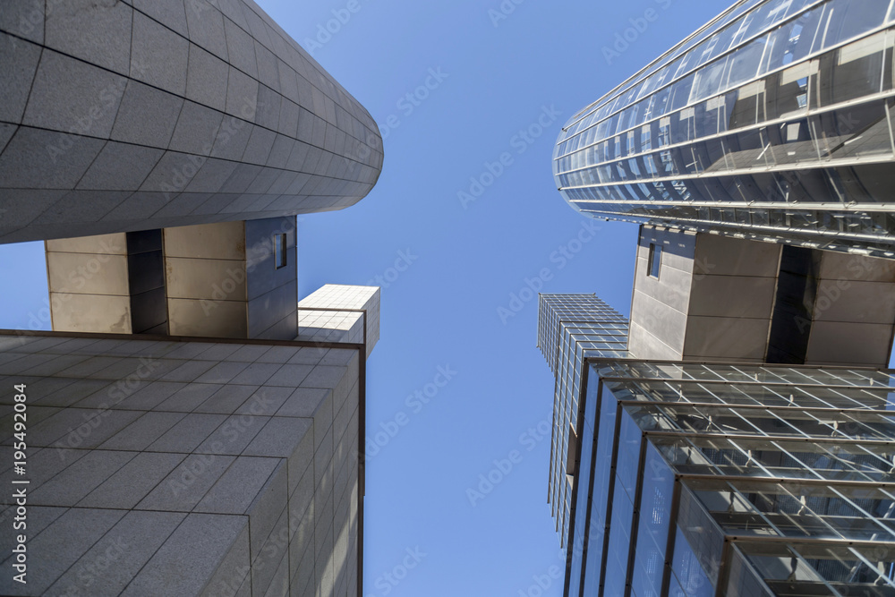 Obraz premium Contemporary architecture,Towers,Torres Hejduk,City of Culture of Galicia, Cidade da cultura de Galicia, designed by Peter Eisenman, Santiago de Compostela,Galicia,Spain.