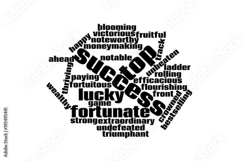 Fotografia Wordcloud success, lucky, fortunate