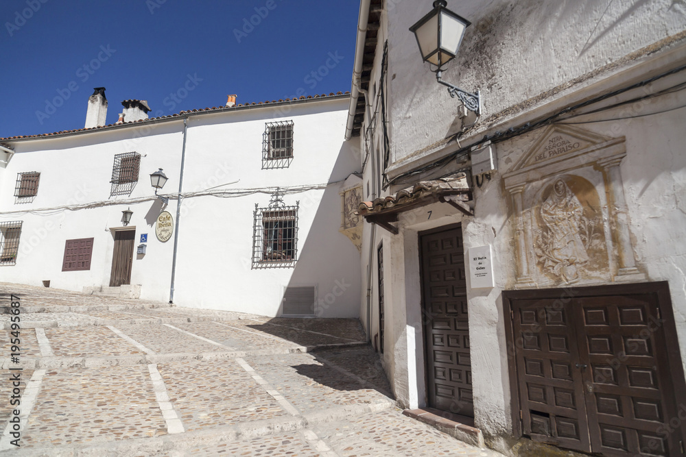 Typical street view in the village of Chinchon, province Madrid, Spain.