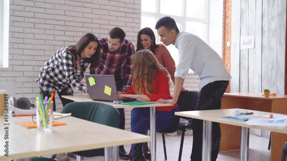 educational class at the university. young students are discussing the assignment in the classroom. 4k educational class at the university. young students are discussing the assignment in the classroom. 4k