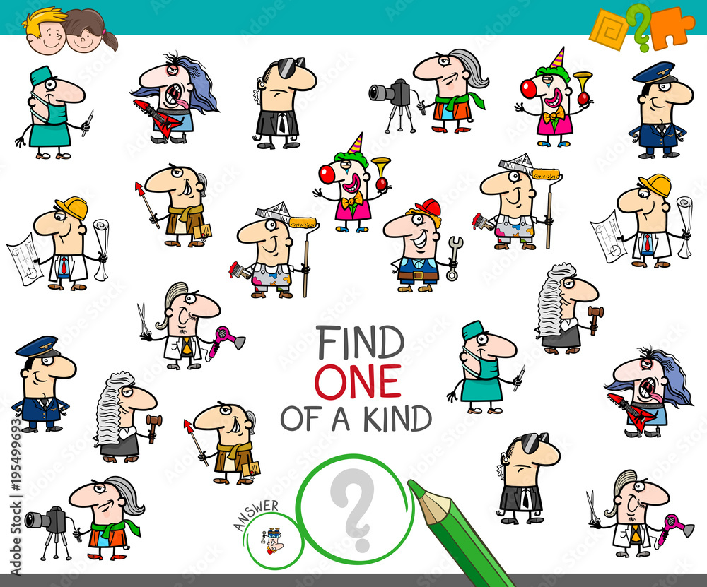 Fototapeta premium one of a kind game with professionals color book
