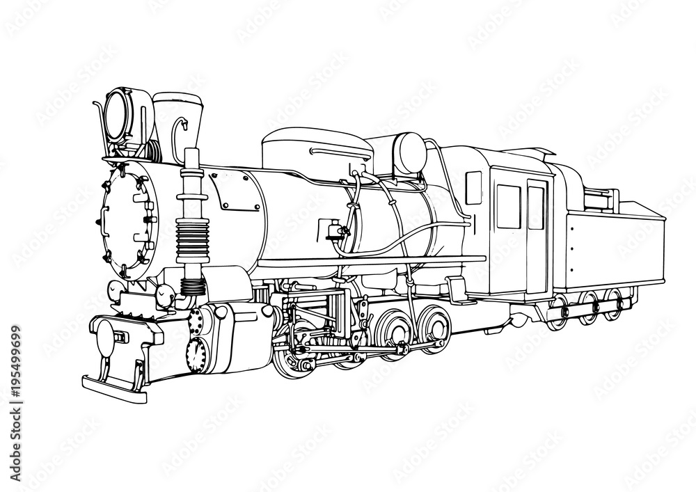 Obraz premium outline of a locomotive vector.