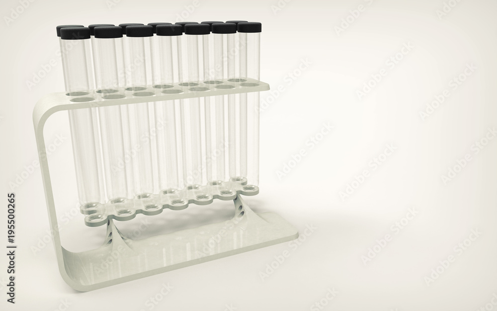 3D rendering set for chemical tests isolated on white background 3D rendering set for chemical tests isolated on white background