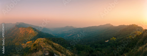 sunset at mountain so colorful and beautiful panorama of natural landscape in Thailand.