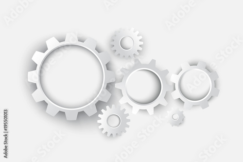 Vector illustration of gears with on the grey background. Infographic vector template