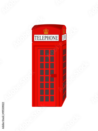 Red UK Telephone Booth - Traditional British Phone Box Illustration