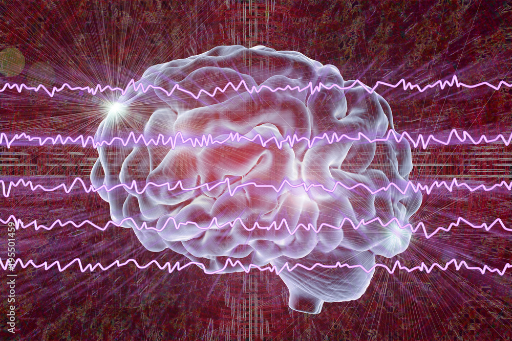 EEG Electroencephalogram, brain wave in awake state with mental ...