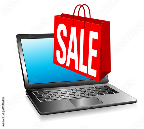 Online Internet Website Sale, Web SALE Banner Shopping Bag
