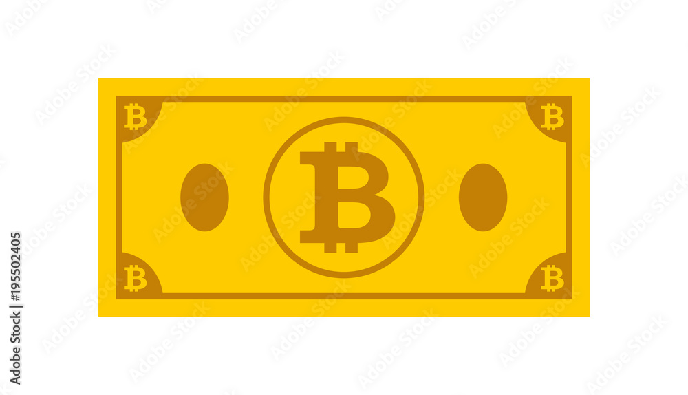 Icon of Bank notes bitcoin,on the isolated white background.Symbol of currencie in flat style. Vector illustration. Icon of Bank notes bitcoin,on the isolated white background.Symbol of currencie in flat style. Vector illustration.