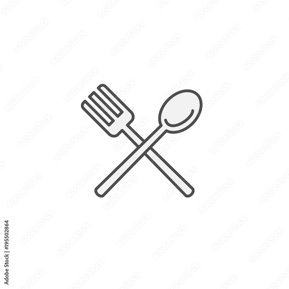 Spoon and fork Restaurant icon. Kitchen appliances for cooking Illustration. Simple thin line style symbol. Spoon and fork Restaurant icon. Kitchen appliances for cooking Illustration. Simple thin line style symbol.