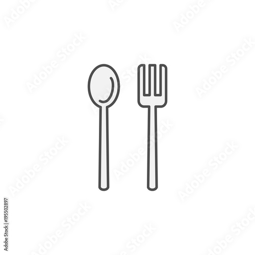 Spoon and fork Restaurant icon. Kitchen appliances for cooking Illustration. Simple thin line style symbol.