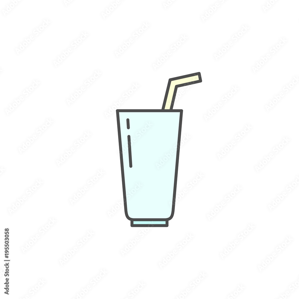 Glass with straw icon. Kitchen appliances for cooking Illustration. Simple thin line style symbol. Glass with straw icon. Kitchen appliances for cooking Illustration. Simple thin line style symbol.