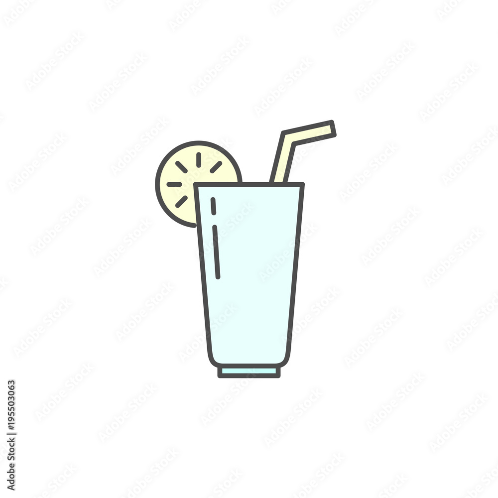 Juice lemon glass with straw icon. Kitchen appliances for cooking Illustration. Simple thin line style symbol. Juice lemon glass with straw icon. Kitchen appliances for cooking Illustration. Simple thin line style symbol.
