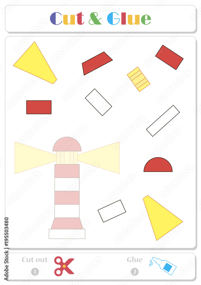 Use scissors and glue and sticker picture for sample Use scissors and glue and sticker picture for sample