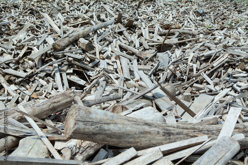 Huge pile of wood debris