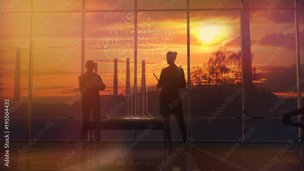 Silhouettes Of Office Employees On Different Floors Silhouettes Of Office Employees On Different Floors