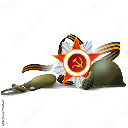 victory day 9 may helmet medal picture vector.ai