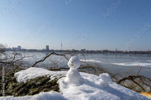 bright sunny winter day in Hamburg, Germany  photo