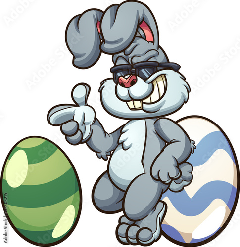Cool Easter bunny wearing shades. Vector clip art illustration with simple gradients. Some elements on separate layers. 