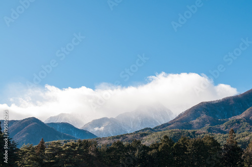 Landscape of Mountain with clouds and sky.