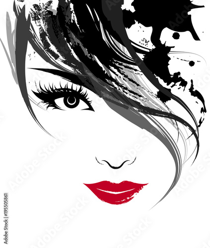 Beautiful women, logo women face makeup on white background, vector
