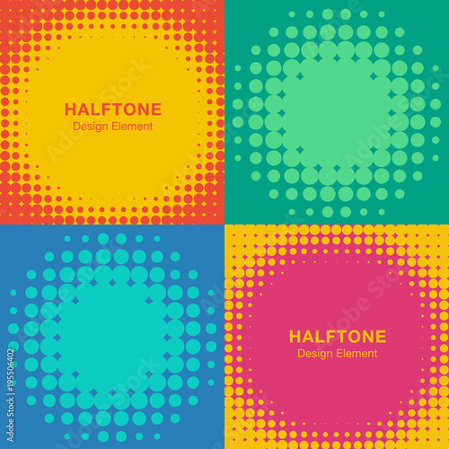 Set of Modern Flat Halftone Backgrounds. Vector illustration.