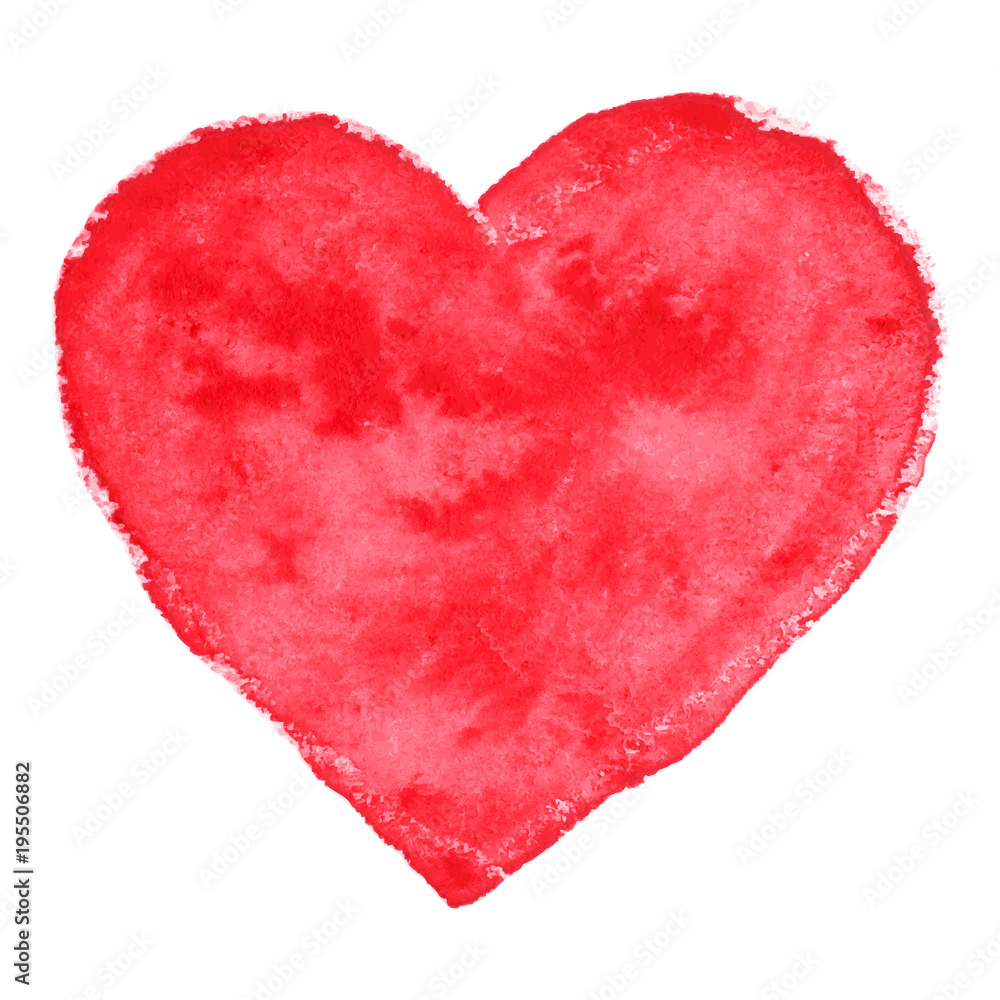 Watercolor red heart. Vector illustration