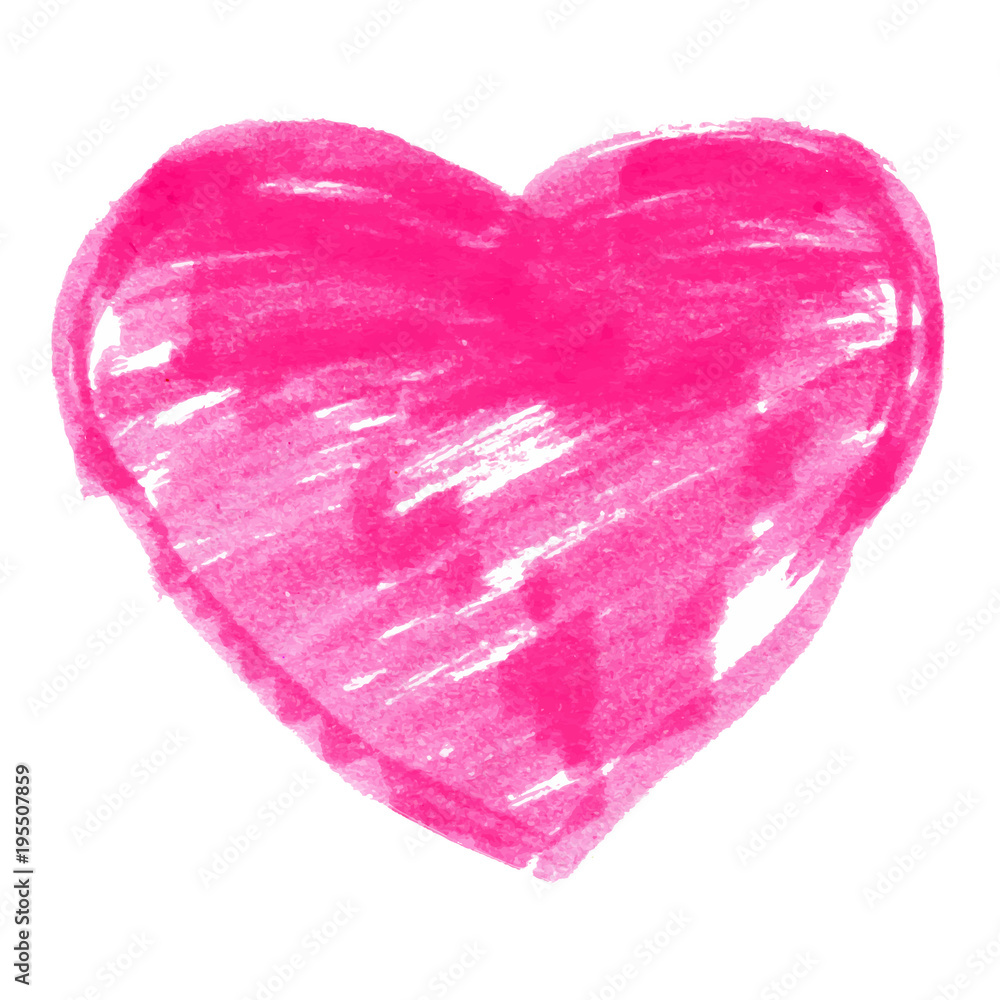 Pink Felt Pen Heart. Vector illustration