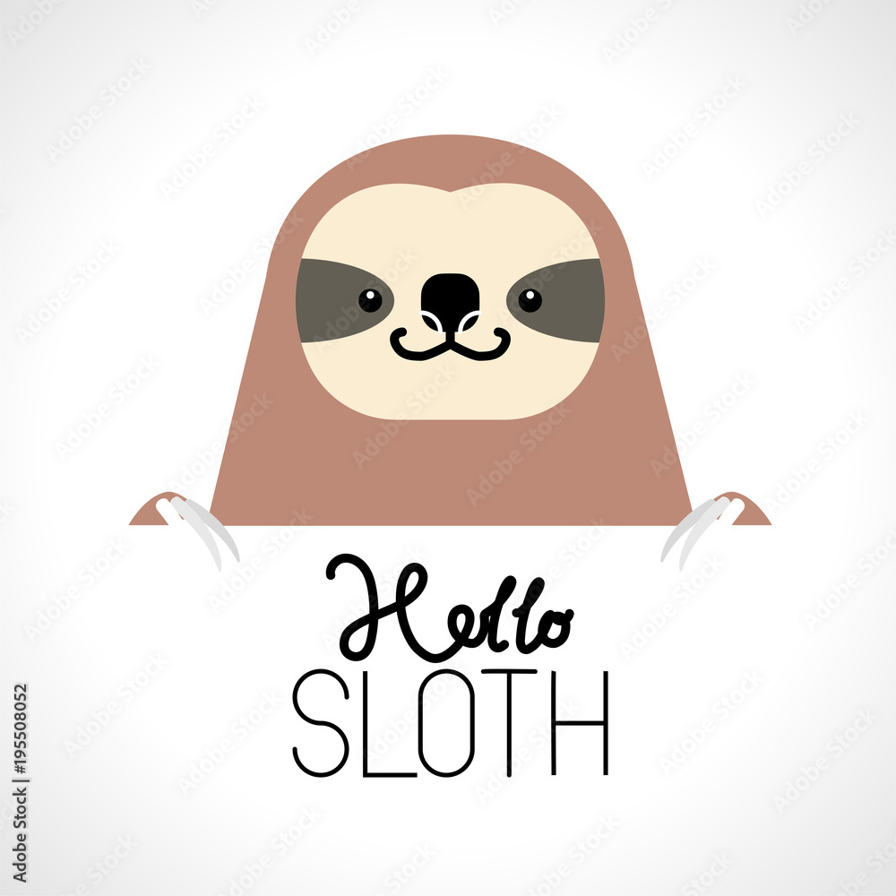 Obraz premium Cute sloth head design on white background. Wild Animal. Vector illustration