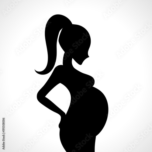 Pregnant woman silhouette isolated on white background. Vector illustration