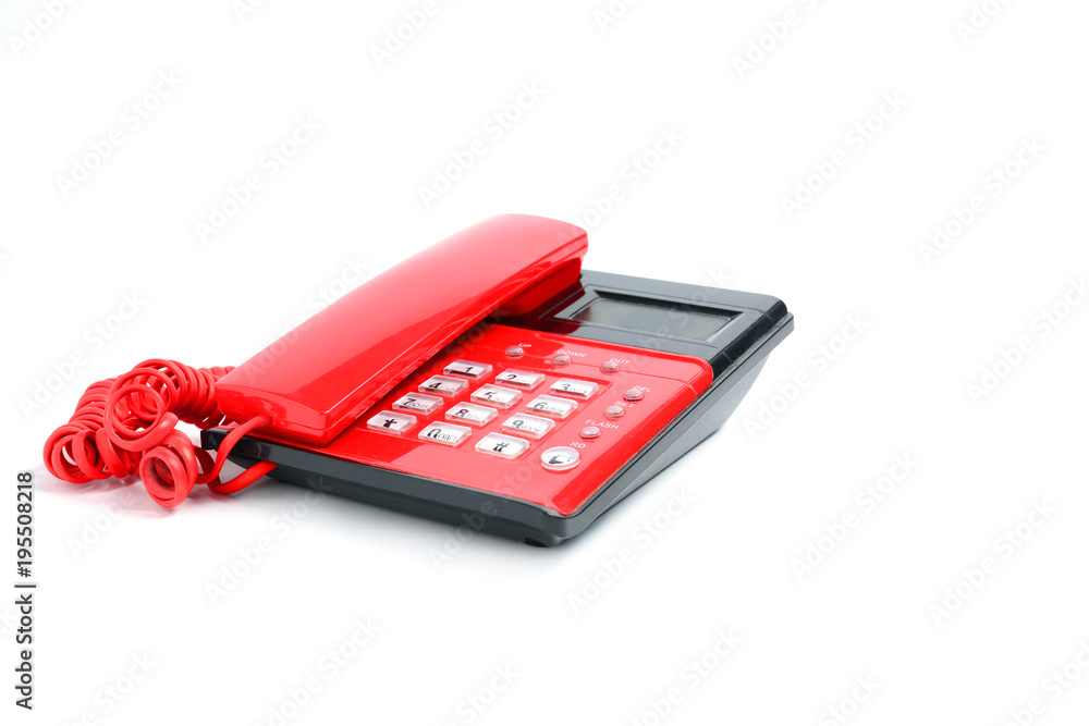 Red telephone isolated over white background Red telephone isolated over white background
