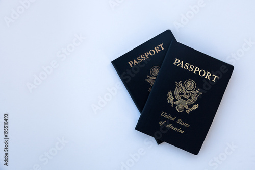 USA passports on solid background