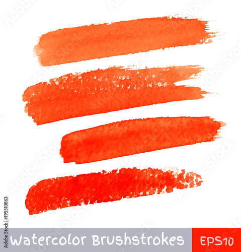 Set of Red Watercolor Brush Strokes. Vector illustration