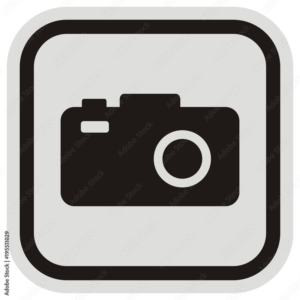 camera, black silhouette, vector icon, gray and black frame camera, black silhouette, vector icon, gray and black frame