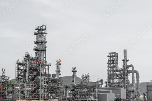 Industrial zone,The equipment of oil refining,Close-up of industrial pipelines of an oil-refinery plant,Detail of oil pipeline with valves in large oil refinery.