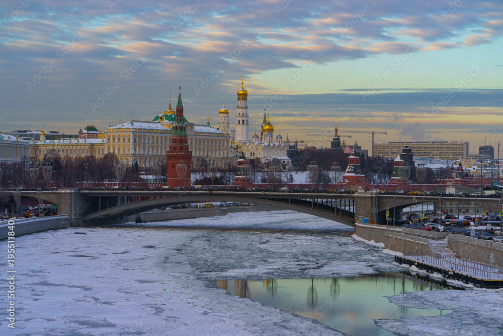 Winter Moscow view is full of frost, cold and snow