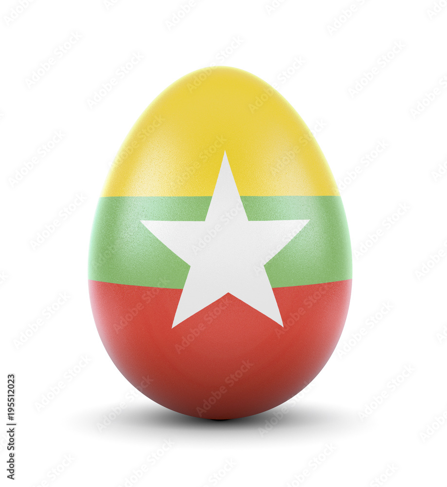 The flag of Burma on a very realistic rendered egg.(series) The flag of Burma on a very realistic rendered egg.(series)